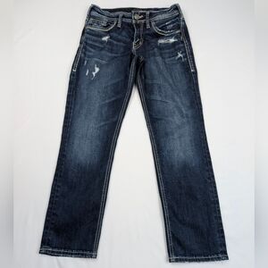 Silver Jeans Women's Suki Capri  Size W26/L22 Dark Wash Blue Stretch